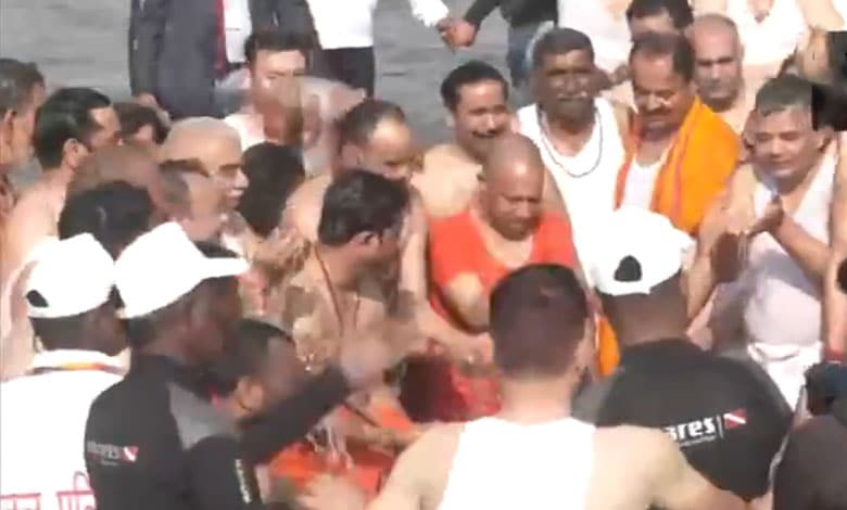 CM Yogi and Ministers Take Holy Dip at Triveni Sangam During Maha Kumbh Festivities