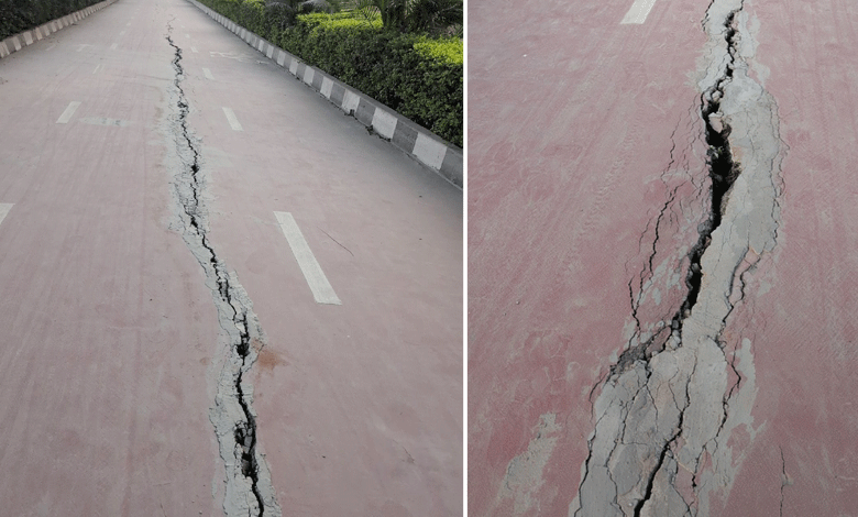 Cycling Track Damage at Vatinagulapally Junction Sparks Concerns in Hyderabad