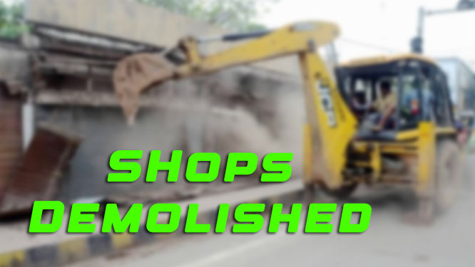 DEMOLITION 1 Telangana: Unauthorized Shops Demolished in Pedapalli