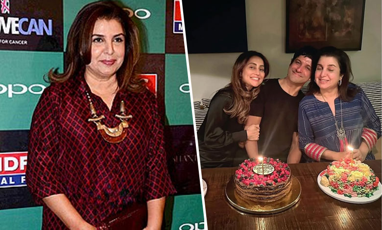 FARAH KHAn 1 Farhan Akhtar Celebrates Birthday with Cousin Farah Khan and Sister-in-Law Anusha Dandekar