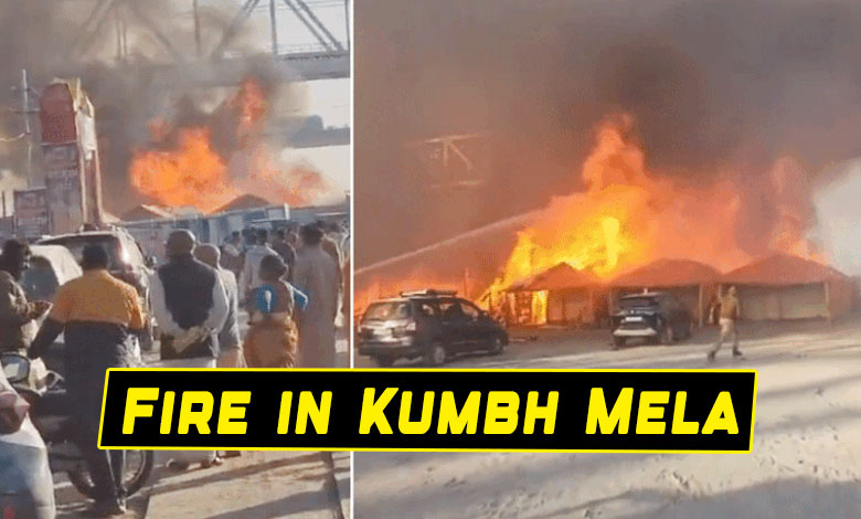 KUMBH MELA FIRE 1 Maha Kumbh Mela: Cylinder Blast Sparks Massive Fire, engulfs 18 Tents, Causes Panic: Video