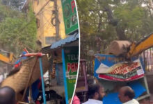 Musheerabad: Congress Government's Weekend Demolition of Roadside Structures at Sundarayya Park