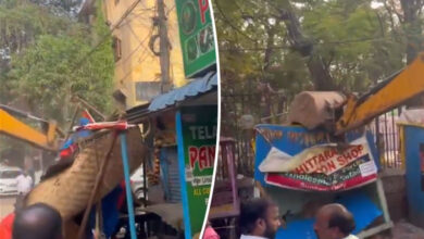 Musheerabad: Congress Government's Weekend Demolition of Roadside Structures at Sundarayya Park