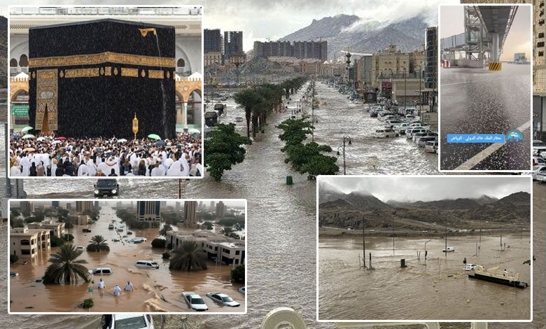 SAUDI RAIN 1 Watch: Floods in Mecca and Medina as Heavy Rain, Hailstorms, and Thunderstorms Strike Saudi Arabia: Red Alert Issued