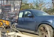 Jubilee Hills Shocker: BMW Crashes into Police Check-post, Driver Fleeing