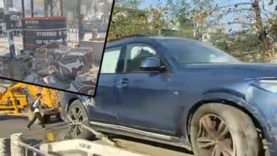 Jubilee Hills Shocker: BMW Crashes into Police Check-post, Driver Fleeing