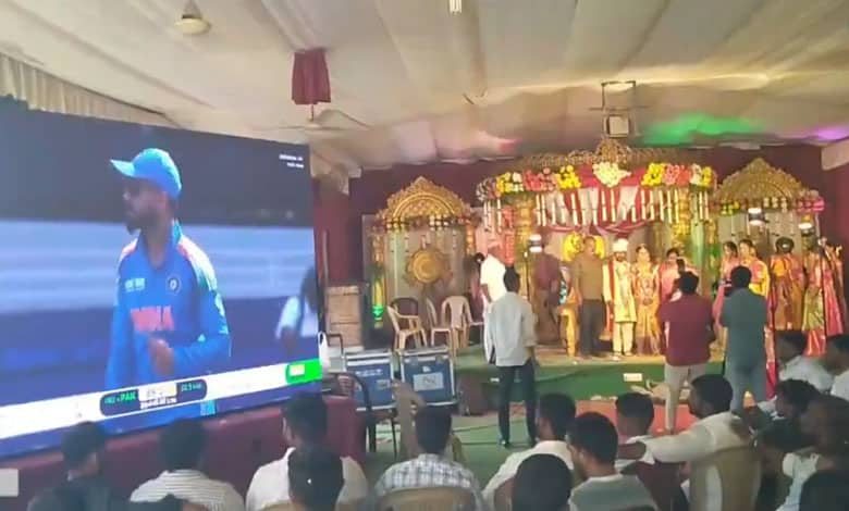 Cricket Meets Wedding: Groom in Adilabad Installs LED Screen for India-Pakistan Match at Wedding Venue