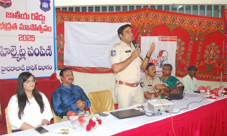 Hyderabad: Road Safety Campaign Launches with Helmet Distribution at Government High School