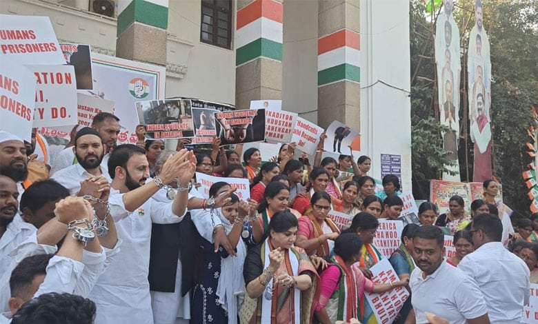 Hyderabad: Fierce Protests at Gandhi Bhavan Over Trump's Deportation Plan and the Government's Silence