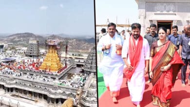 Telangana Chief Minister Inaugurates Gold-Plated Vimana Gopuram at Yadagirigutta