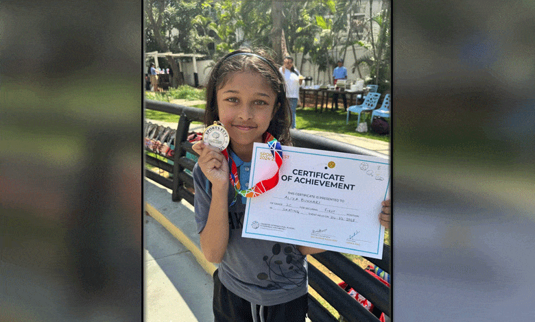 Aliza Bukhari Shines at Sportsfest 2024-25, Secures First Place in Skating Event at Oakridge International School, Hyderabad