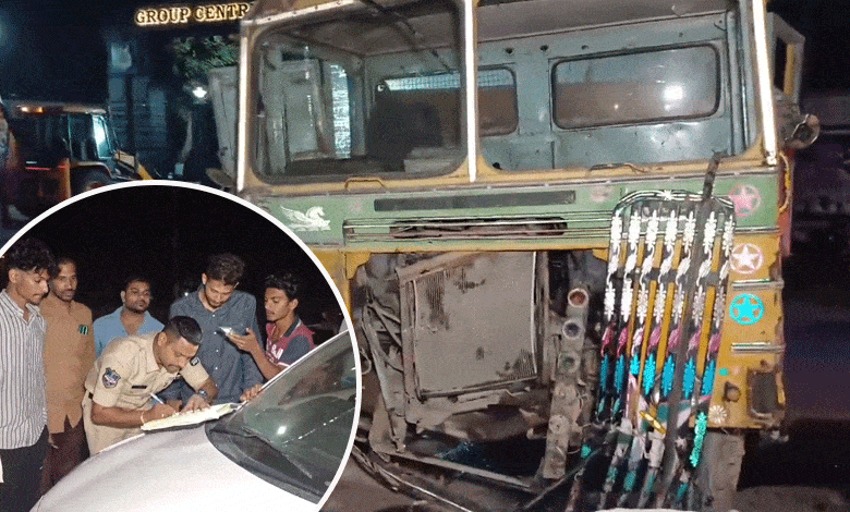 Shocking Accident in Chandrayangutta: Truck Plows Through Divider, What Happened to the Driver?