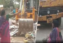 Outrage in Uppal: Woman's Shocking Protest Against GHMC Booth Demolition!