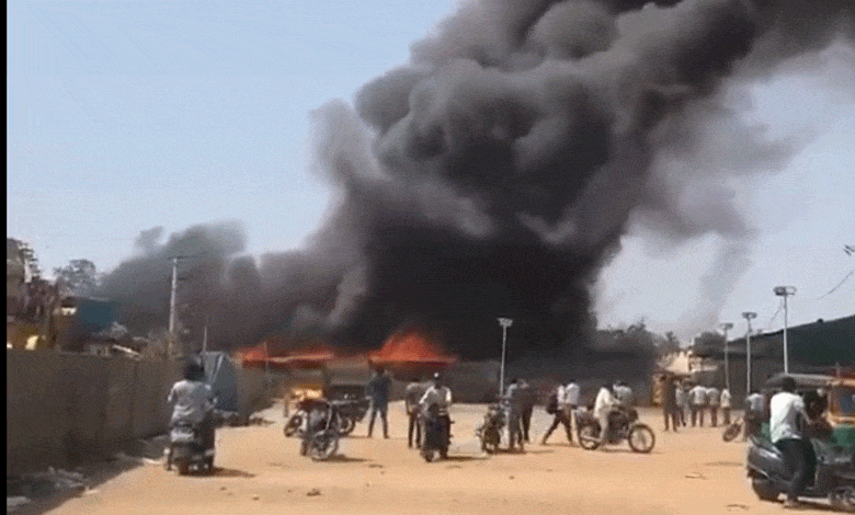 Massive Fire Breaks Out Near RTC Depot in Vijayawada: Gas Cylinder Blast Suspected