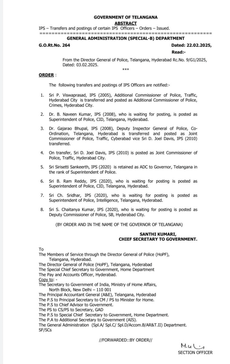 image 18 Major IPS Reshuffle in Hyderabad: 8 Officers Transferred with Immediate Effect