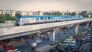 Construction progress of Hyderabad Metro’s Old City corridor, featuring the upcoming MGBS-Chandrayangutta stretch (March 2025).