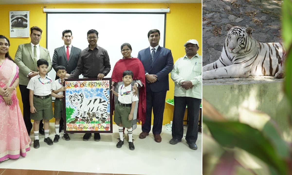 NASR Boys School Adopts White Tiger ‘Utsav’ at Nehru Zoological Park