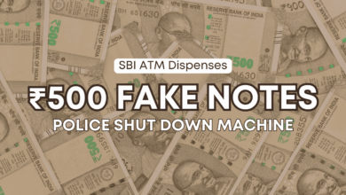 SBI ATM shut down after dispensing counterfeit 500 rupee notes.