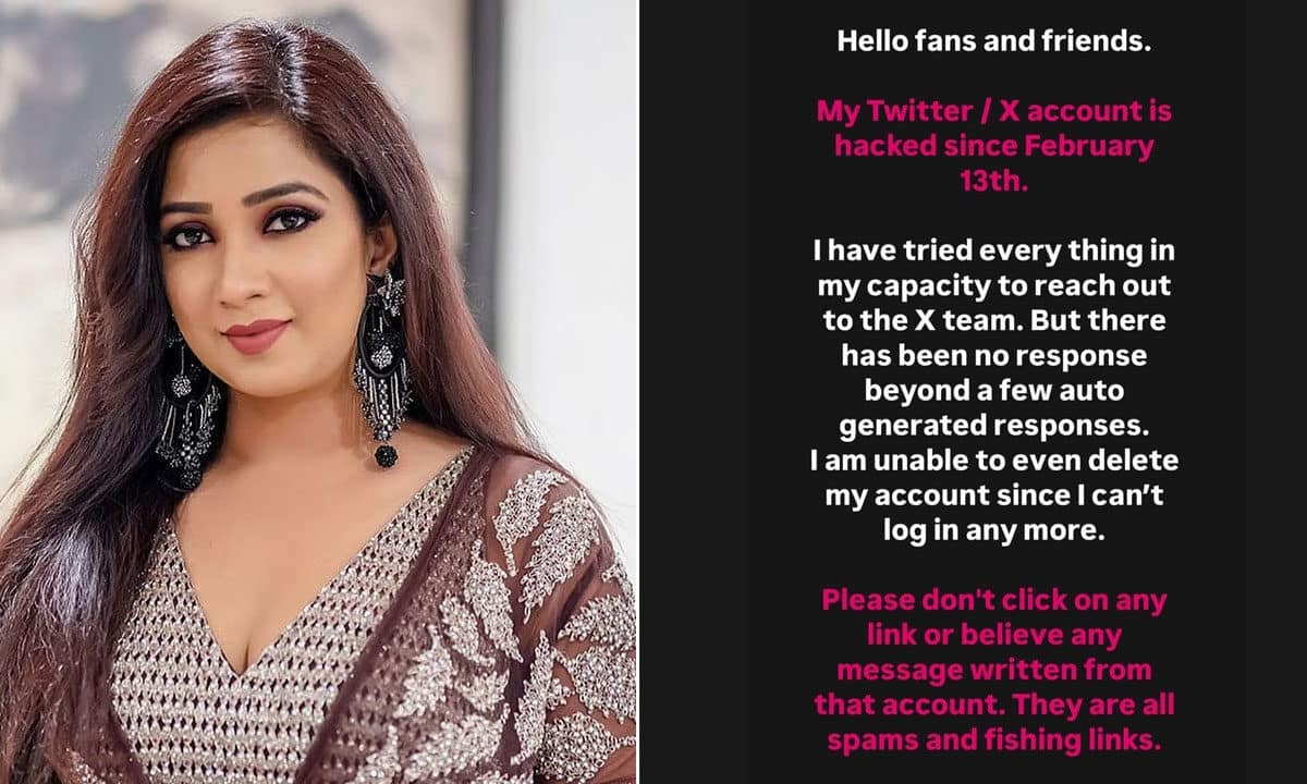 Shreya Ghoshal’s X Account Hacked, Unable to Access Since February 13