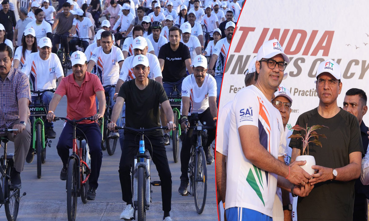 Sports Minister Mandaviya Leads 'Fit India Sundays on Cycle' in Ahmedabad