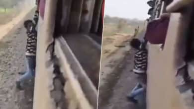 Man Hangs from Train Window for a Minute for Reel, Passengers Save His Life – Shocking Video!