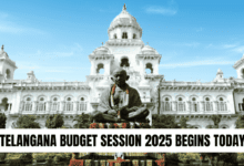 Governor Jishnu Dev Varma addresses the Telangana Legislature during the 2025 Budget Session at the historic Assembly building in Hyderabad.