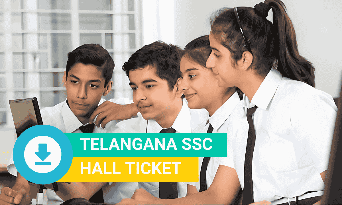 Telangana SSC students checking their hall tickets online ahead of March 2025 exams.