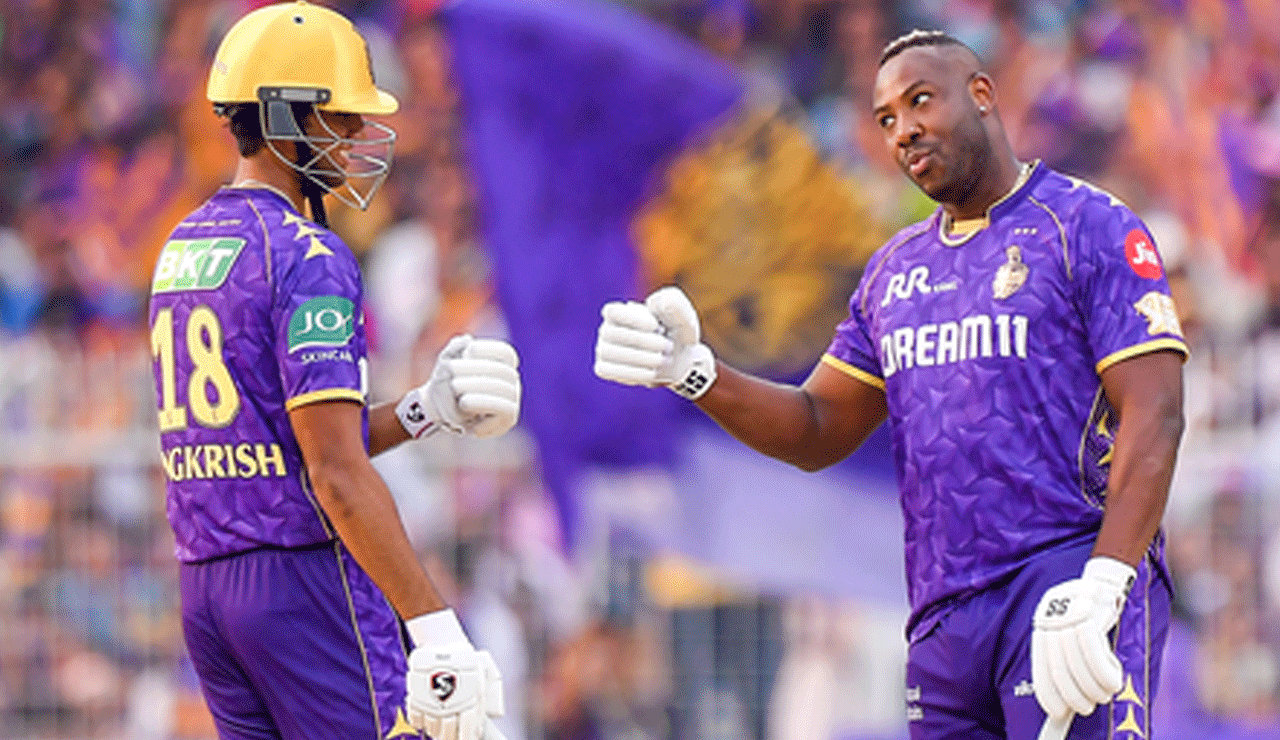 IPL 2025: Fiery knocks from Russell, Raghuvanshi power KKR to 206/4 against RR