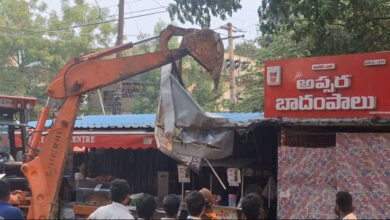 Footpath Encroachments Cleared on Mee Seva Road in KPHB Colony