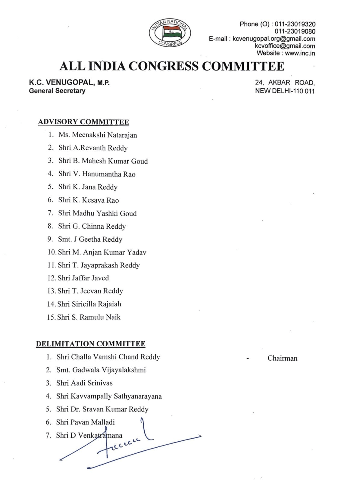 image 11 Congress Reshuffles Telangana Unit: CM Revanth, Bhatti, Azharuddin Among Big Names in 5 New Power-Packed TPCC Panels