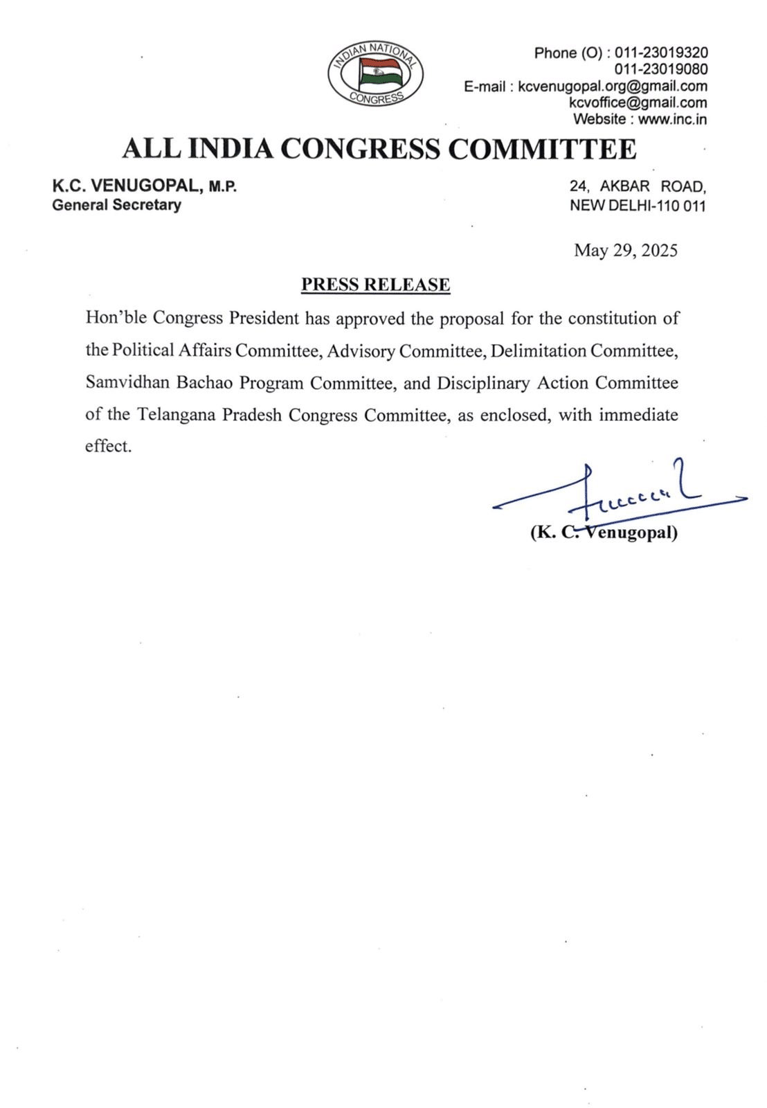 image 8 Congress Reshuffles Telangana Unit: CM Revanth, Bhatti, Azharuddin Among Big Names in 5 New Power-Packed TPCC Panels