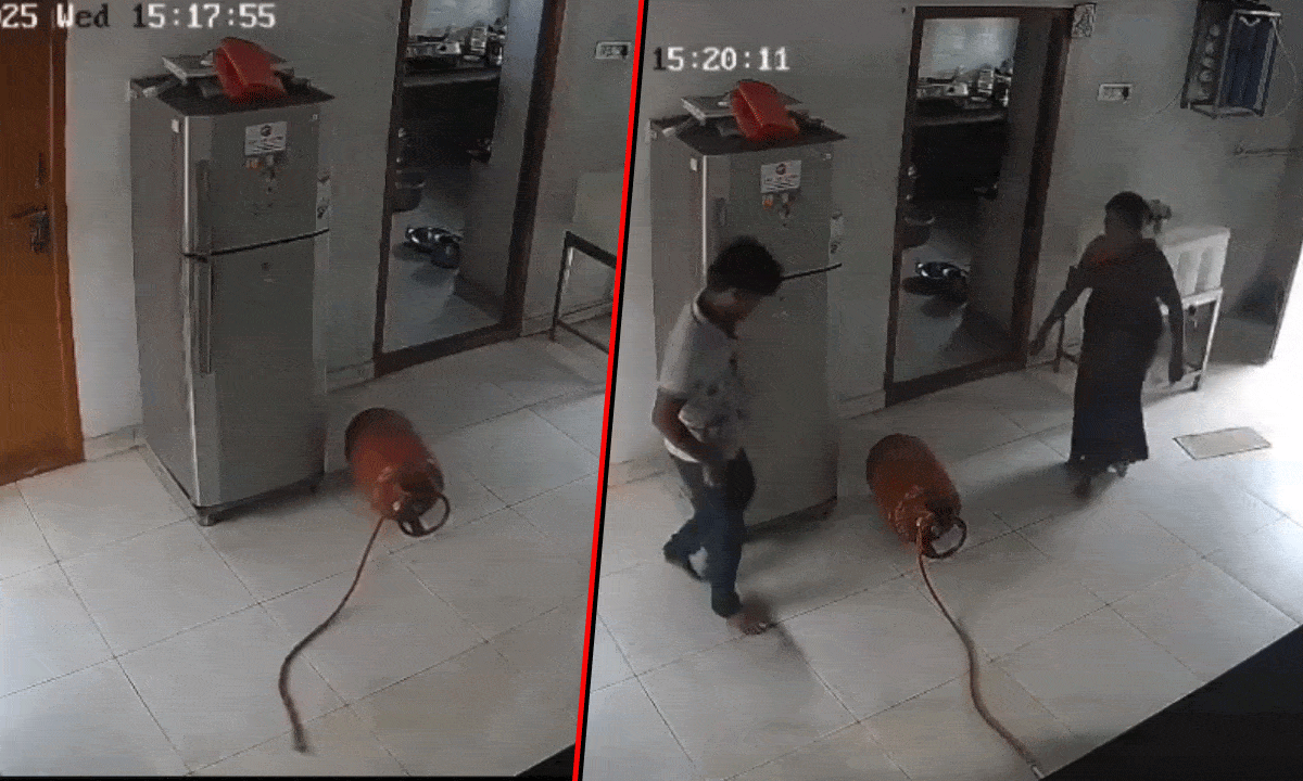 Gas Cylinder Explosion Narrowly Averted in Mumbai Home – CCTV Footage Goes Viral