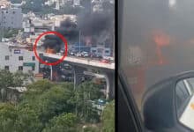 Hyderabad: Car Catches Fire on PVNR Expressway Near Gudimalkapur; No Casualties Reported