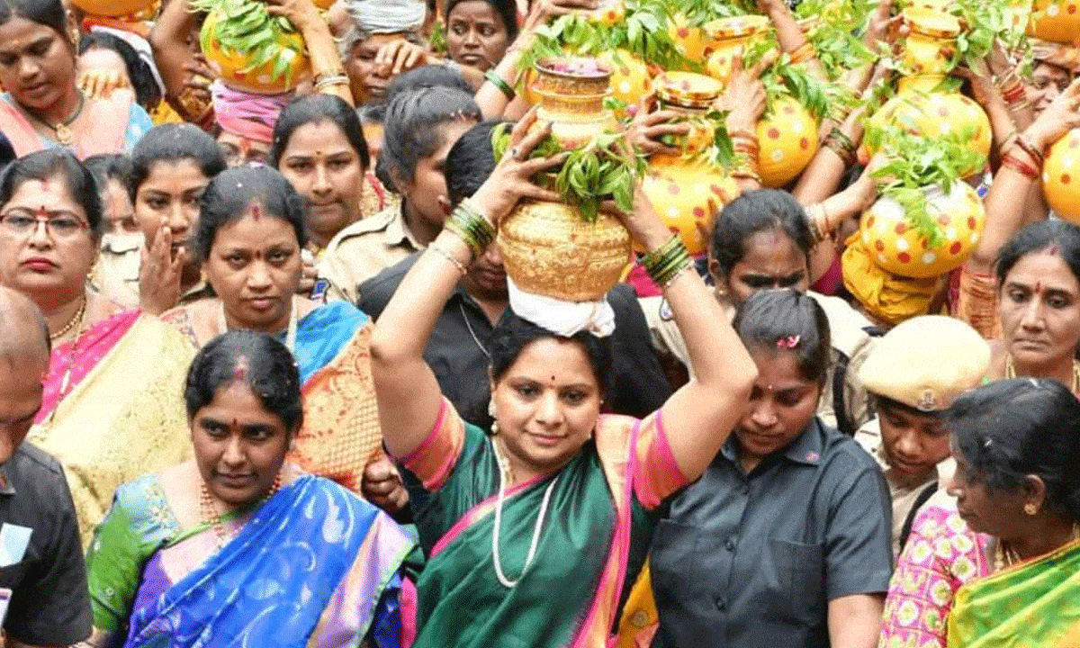 Bonalu Begins: MLC Kavitha and MP Eatala Offer Bonam Amid Festive Fervor