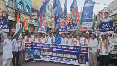 Hyderabad: ‘Jai Bapu Jai Bhim Jai Samvidhan’ Padayatra Held from Charminar to Madina X Road