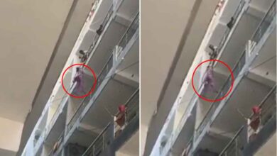 Shocking Domestic Violence: Husband Caught on Camera Hanging Wife from Top Floor