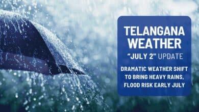 Hyderabad's humidity to double to 83% with heavy rain by early July.