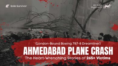 Rescue workers and officials at the crash site of Air India Flight AI171, where the aircraft tragically impacted the B.J. Medical College campus in Ahmedabad.