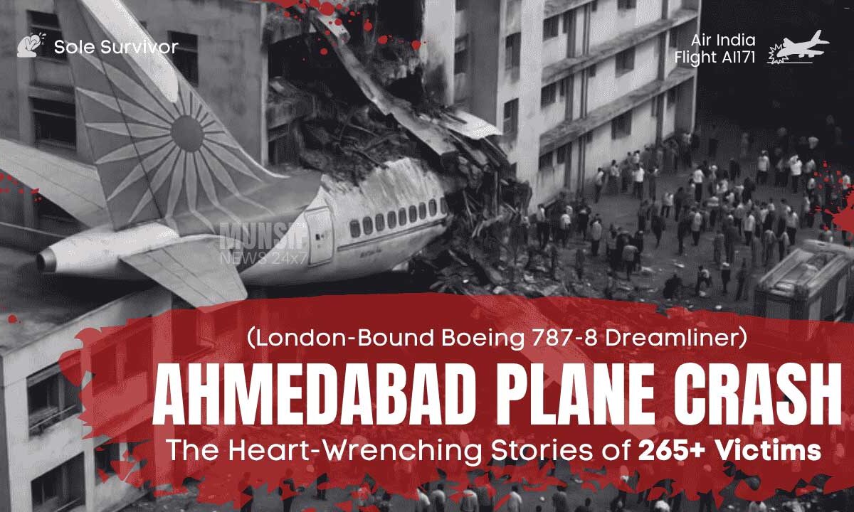 Rescue workers and officials at the crash site of Air India Flight AI171, where the aircraft tragically impacted the B.J. Medical College campus in Ahmedabad.