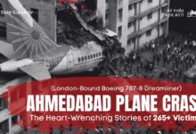Rescue workers and officials at the crash site of Air India Flight AI171, where the aircraft tragically impacted the B.J. Medical College campus in Ahmedabad.