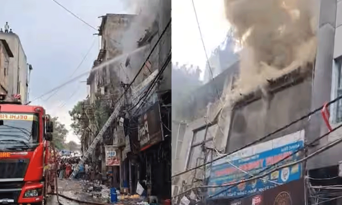 Massive Fire Breaks Out at Sadar Bazar Near Qutub Chowk; 15 Fire Engines Deployed