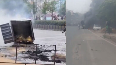 Chemical-Loaded Auto Catches Fire Near LB Nagar CP Camp Office in Hyderabad