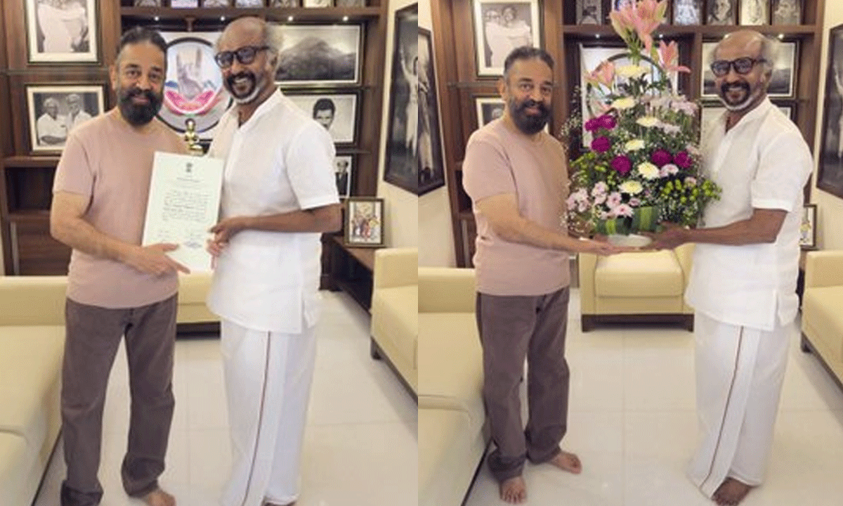 Kamal Haasan Meets Rajinikanth Ahead of Rajya Sabha Oath-Taking Ceremony