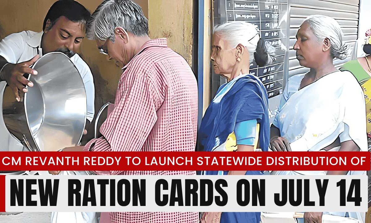 The Telangana government will begin distribution of new ration cards on July 14, announced Irrigation and Civil Supplies Minister N. Uttam Kumar Reddy.