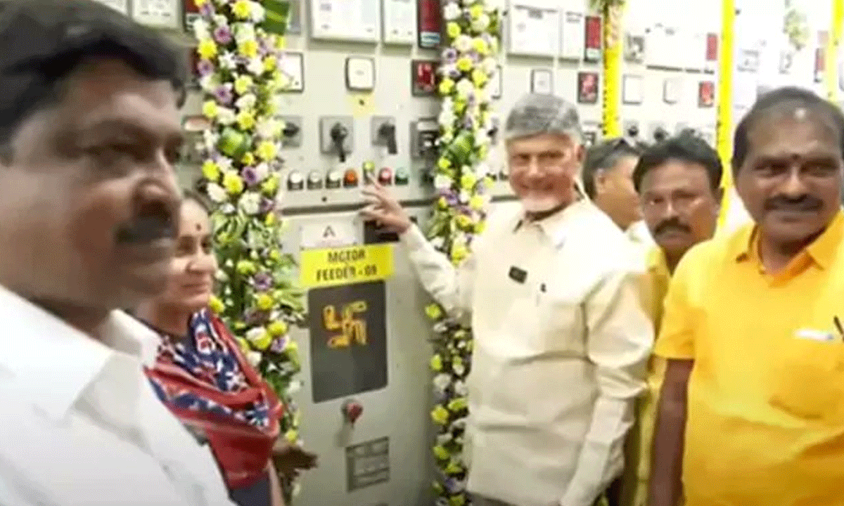 CM Chandrababu releases water to Handri-Neeva canals