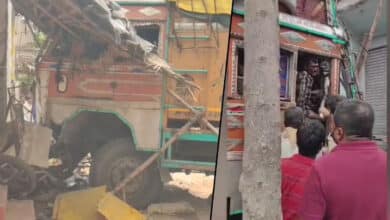 Horrific road accident at Jagdeopur intersection in Yadadri Bhongir