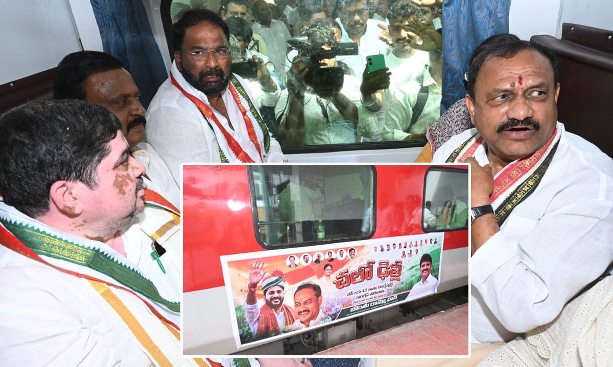 Telangana Congress Heads to Delhi by Train, Demands 42% BC Quota in Nationwide Stir